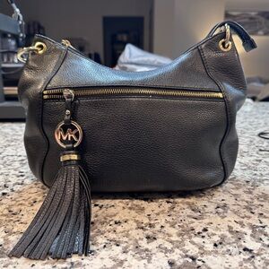 Michael Kors Black Leather boho bag with Tassel Accent